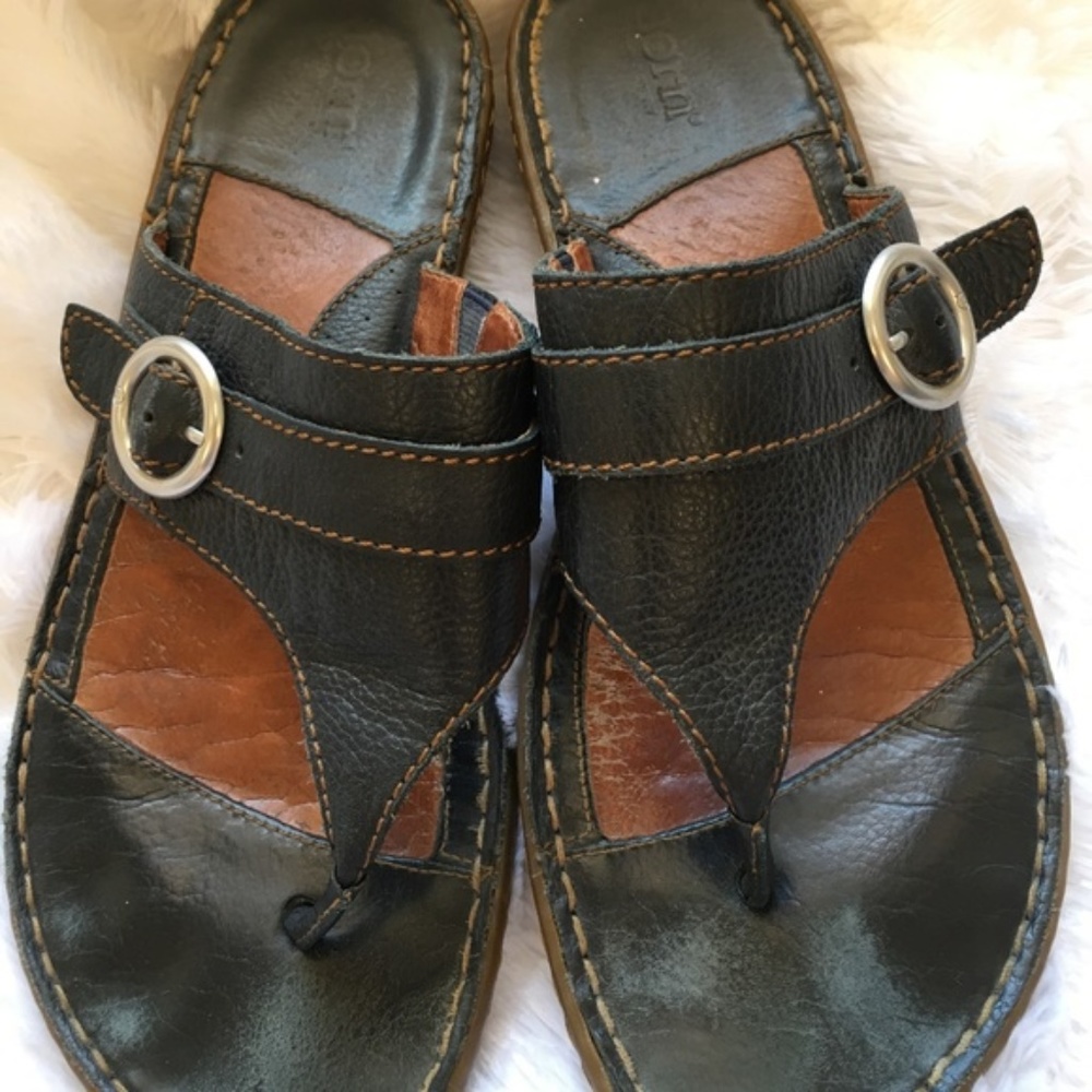 Born Black Leather Thong Sandal